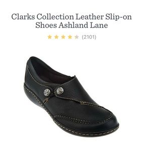 Clarks leather slip-on Ashland Lane comfort shoes black 8M